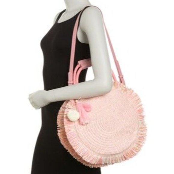 Most Wanted Design By Carlos Souza Women's Circle Straw Bag, Pink NWT - Picture 1 of 13